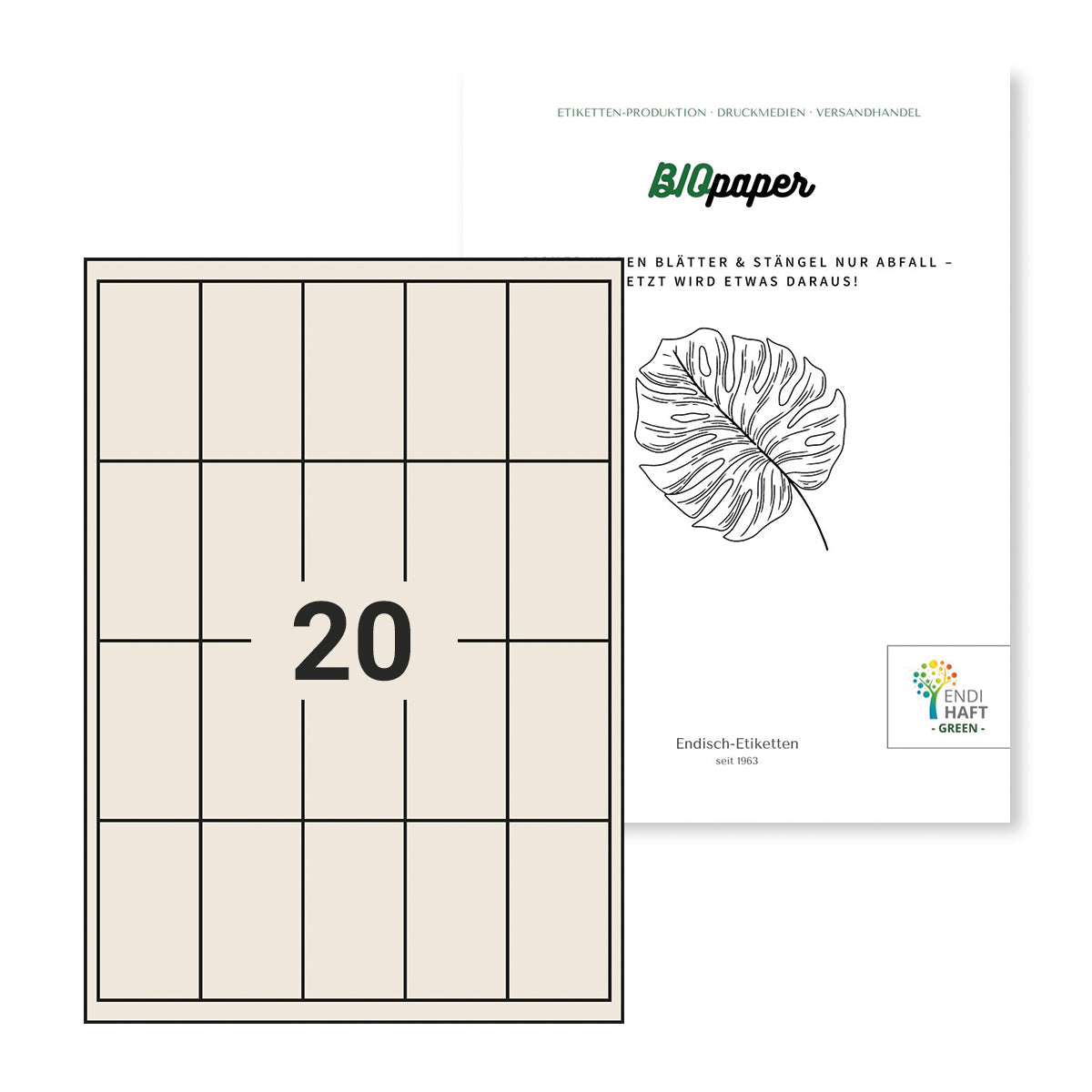 BIOpaper Natural, 40x70 mm auf DIN A4 Bögen