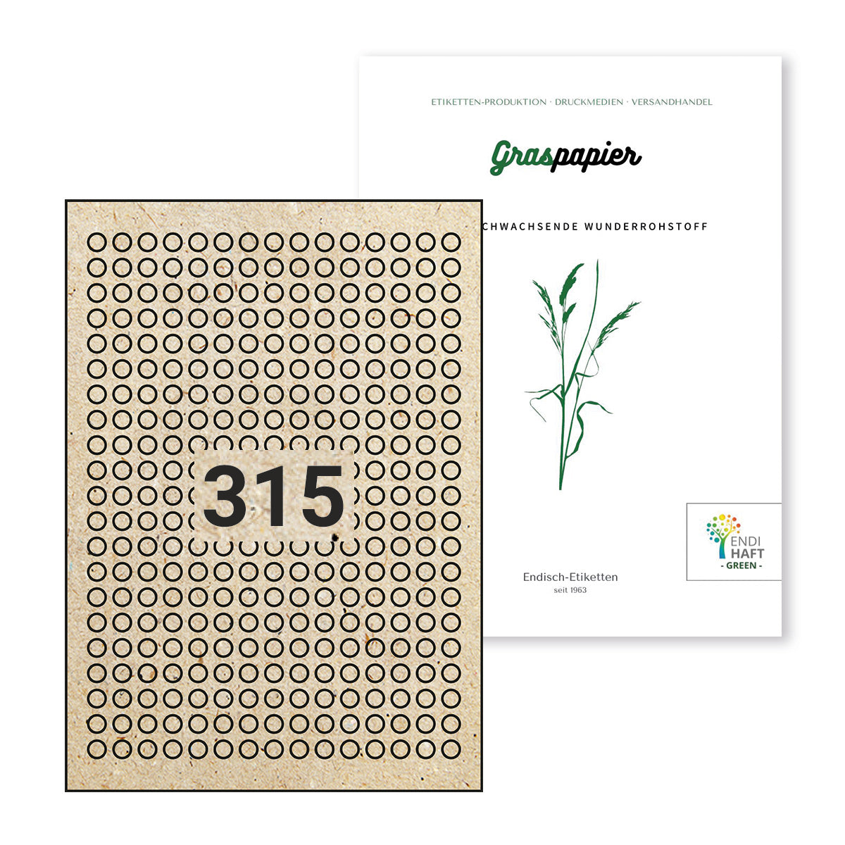 ENDI-HAFT Graspapier Etiketten, 10 mm rund auf DIN A4 Bögen