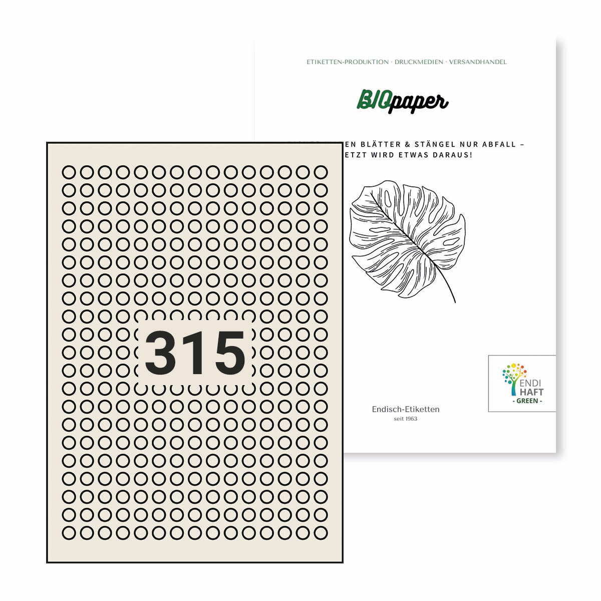 BIOpaper Natural, 10 mm rund auf DIN A4 Bögen