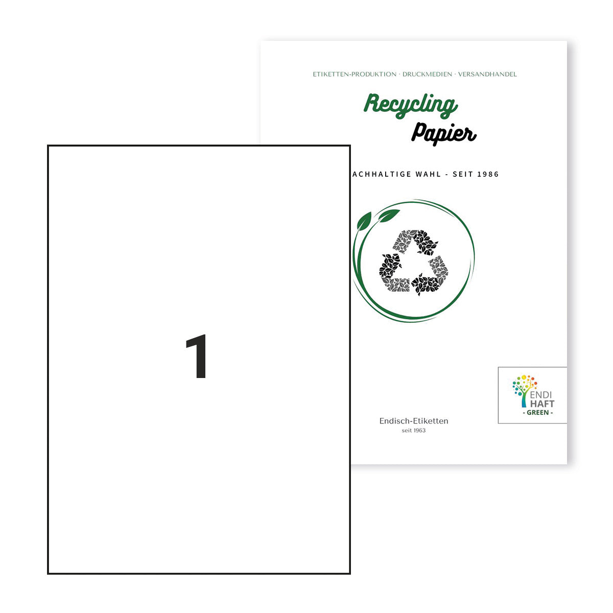 Recycling Etiketten, 210x297 mm auf DIN A4 Bögen