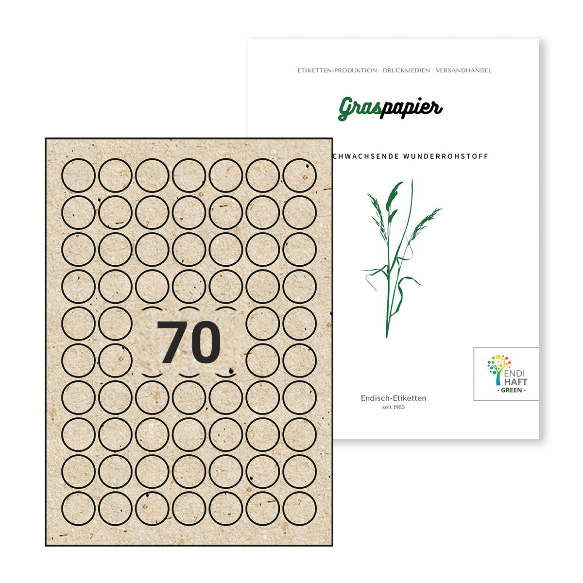 ENDI-HAFT Graspapier Etiketten, 24 mm rund auf DIN A4 Bögen