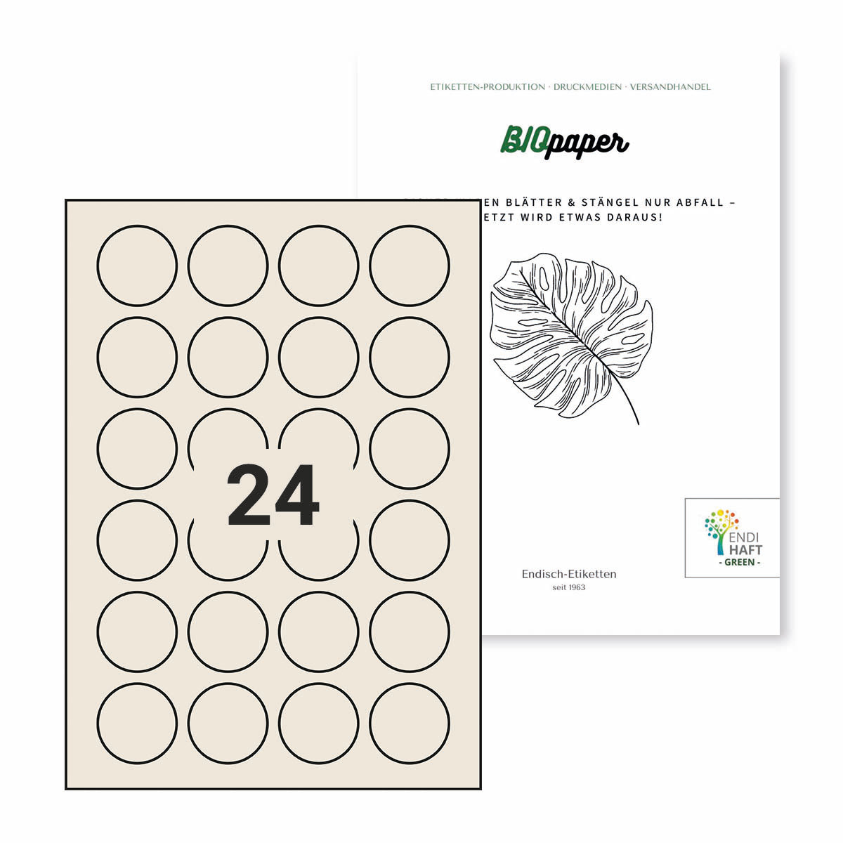 BIOpaper Natural 40 mm rund auf A4 Bögen