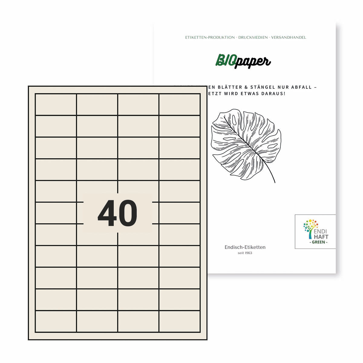 BIOpaper Natural 48,5x25,4 mm auf A4 Bögen