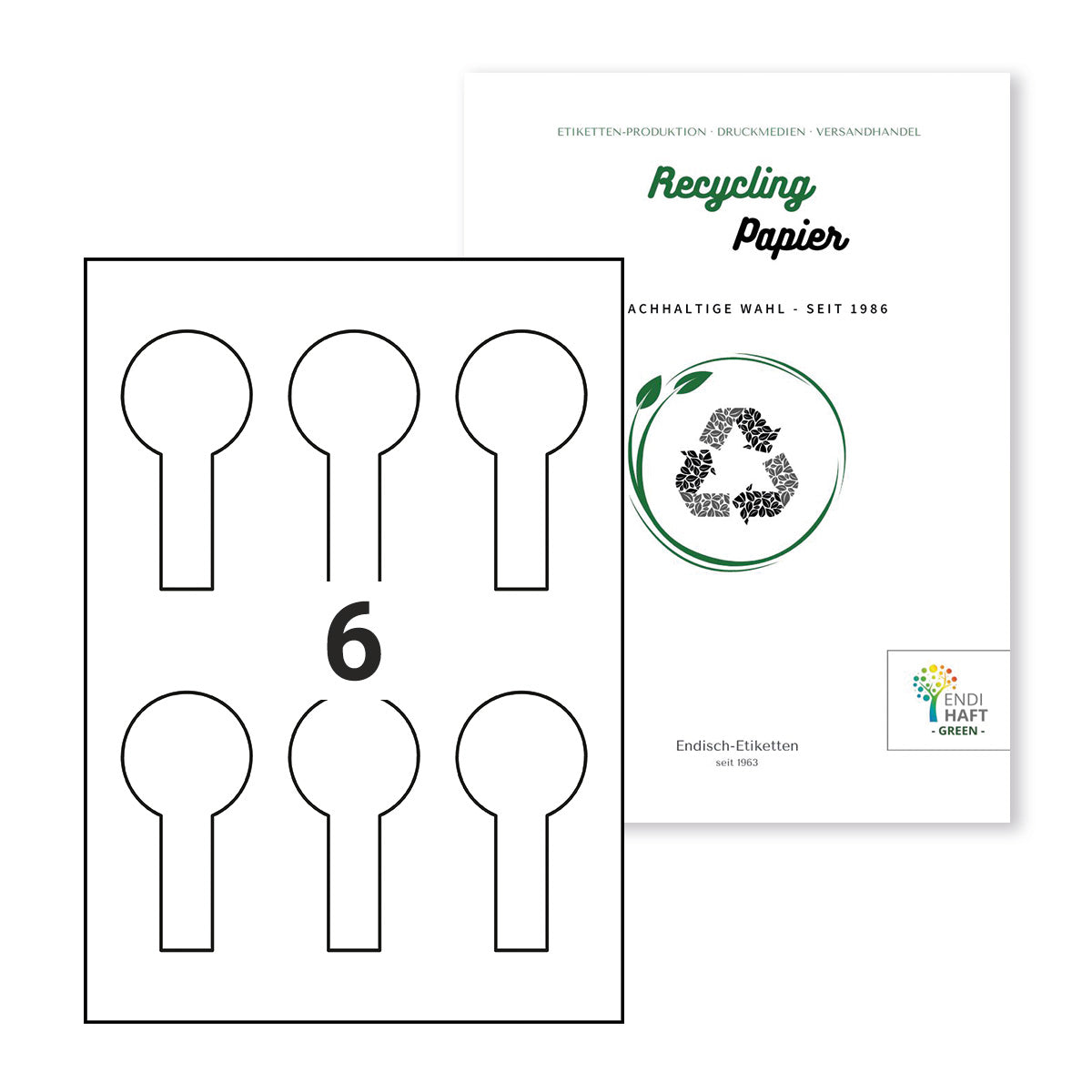 Recyclingetiketten Ø 55x100/20 mm Siegeletikett auf A4 Bögen
