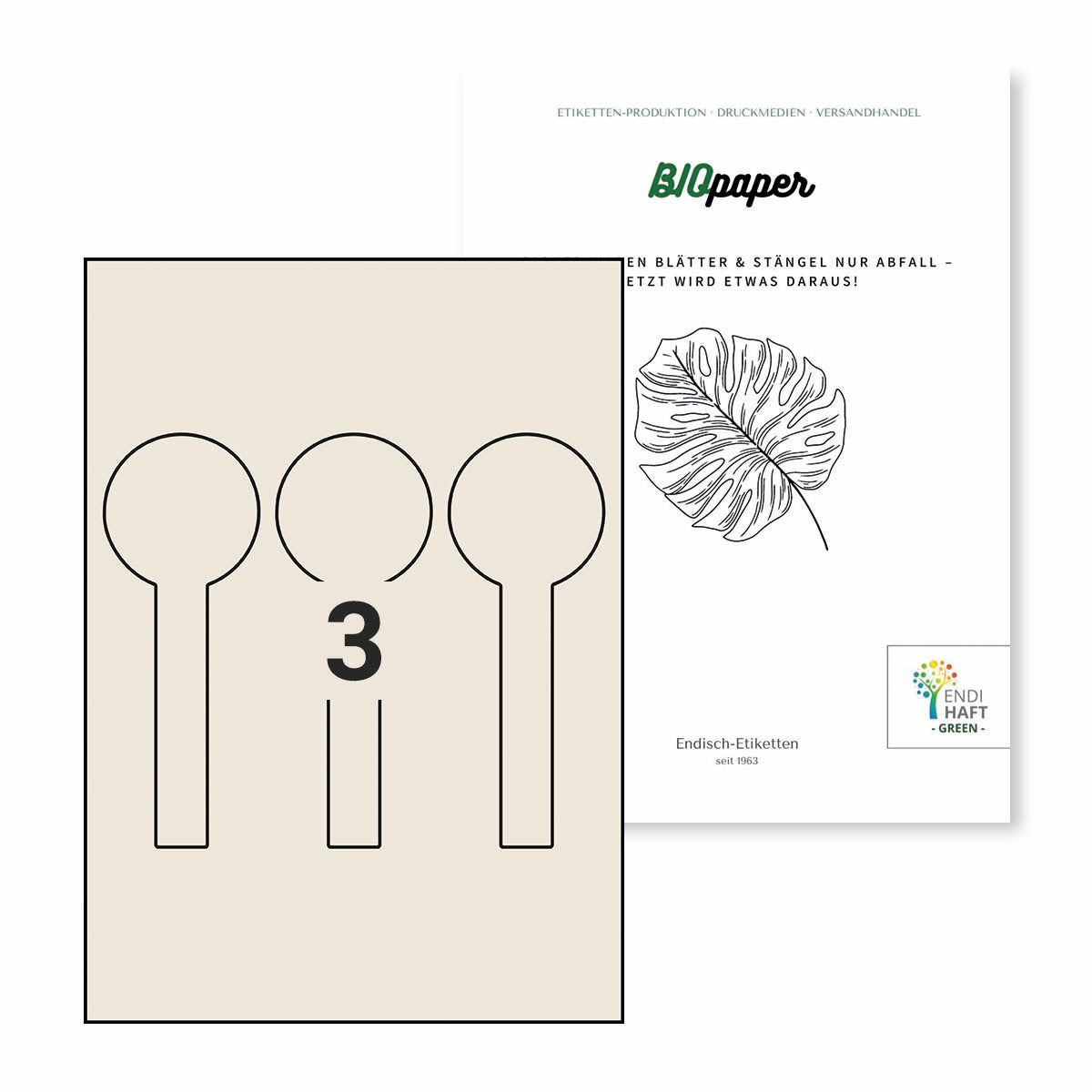 BIOpaper Natural Ø 60x160/20 mm Siegeletikett auf A4 Bögen