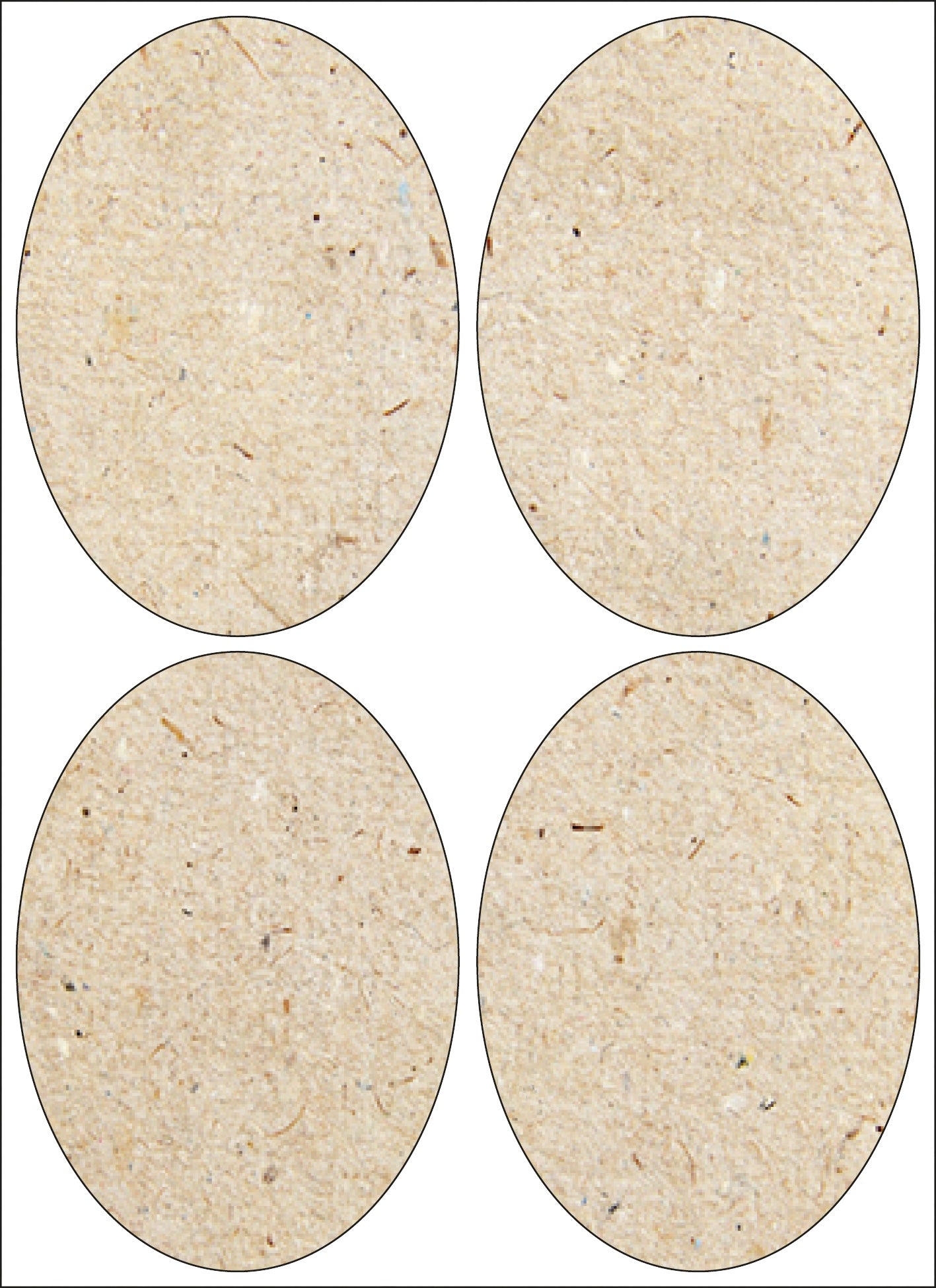 ENDI-HAFT Graspapier-Etiketten, Oval 80x47 mm auf 165x120 mm Bögen