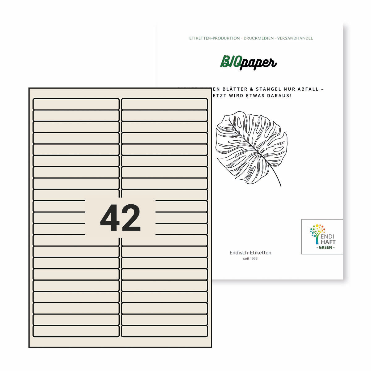 BIOpaper Natural, 99,1x13 mm auf DIN A4 Bögen