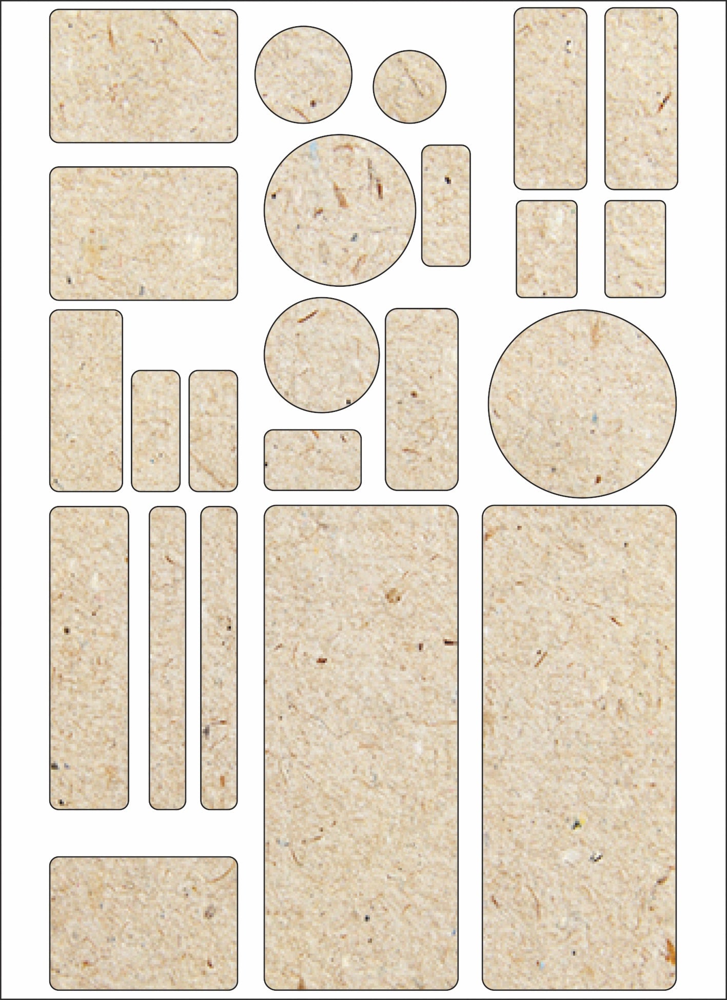ENDI-HAFT Graspapier Etiketten, „Sortiment 2“ auf 165x120 mm Bögen
