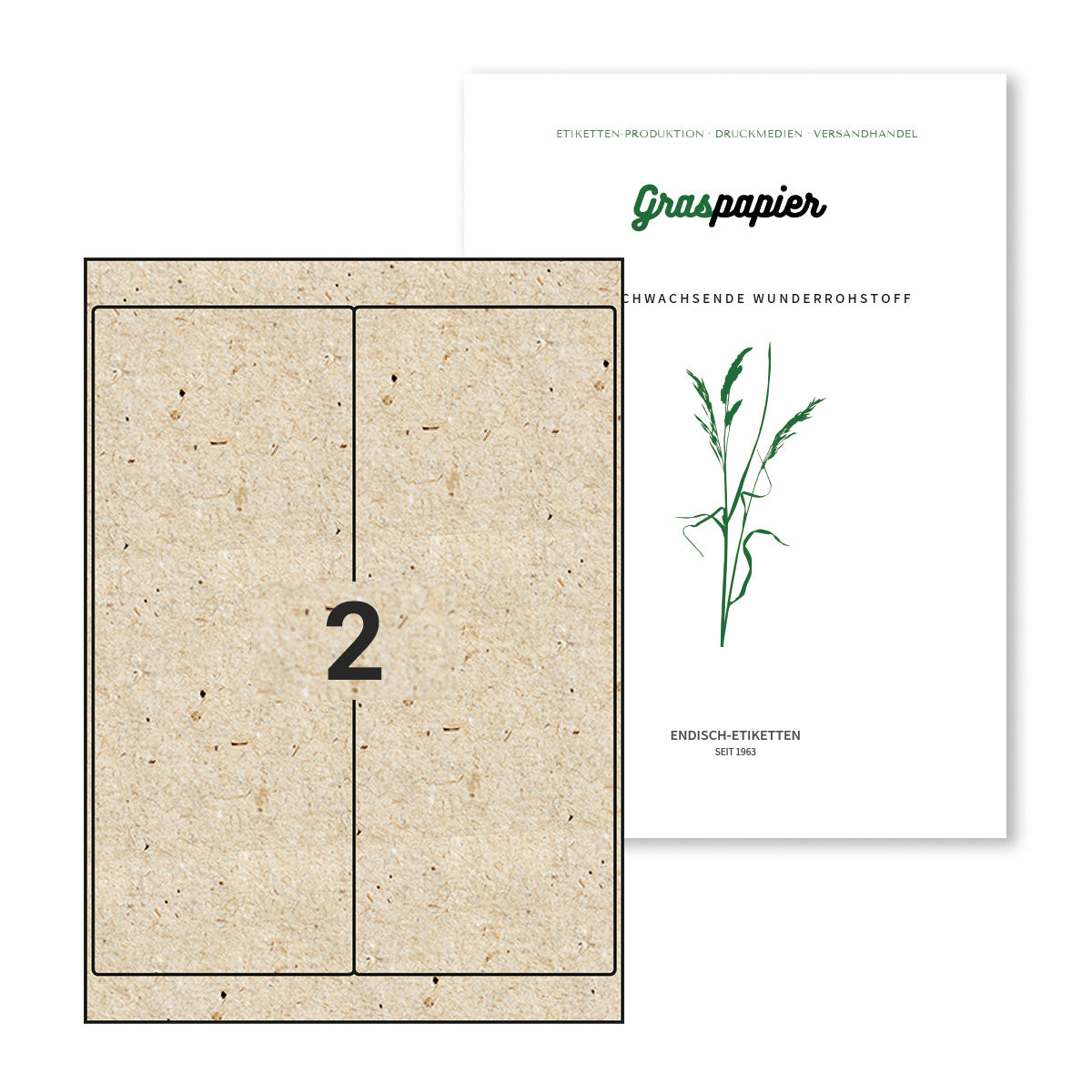 ENDI-HAFT Graspapier Etiketten, 102x260 mm auf DIN A4 Bögen