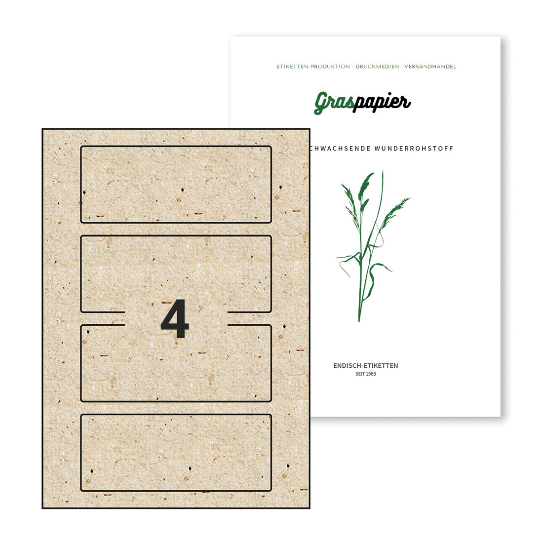 ENDI-HAFT Graspapier Etiketten, 150x60 mm auf DIN A4 Bögen