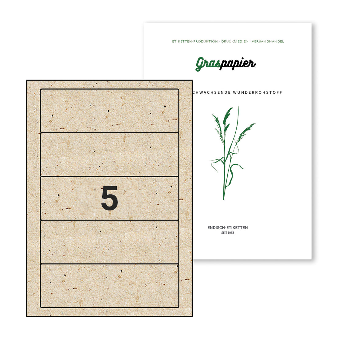 ENDI-HAFT Graspapier Etiketten, 175x55 mm auf DIN A4 Bögen