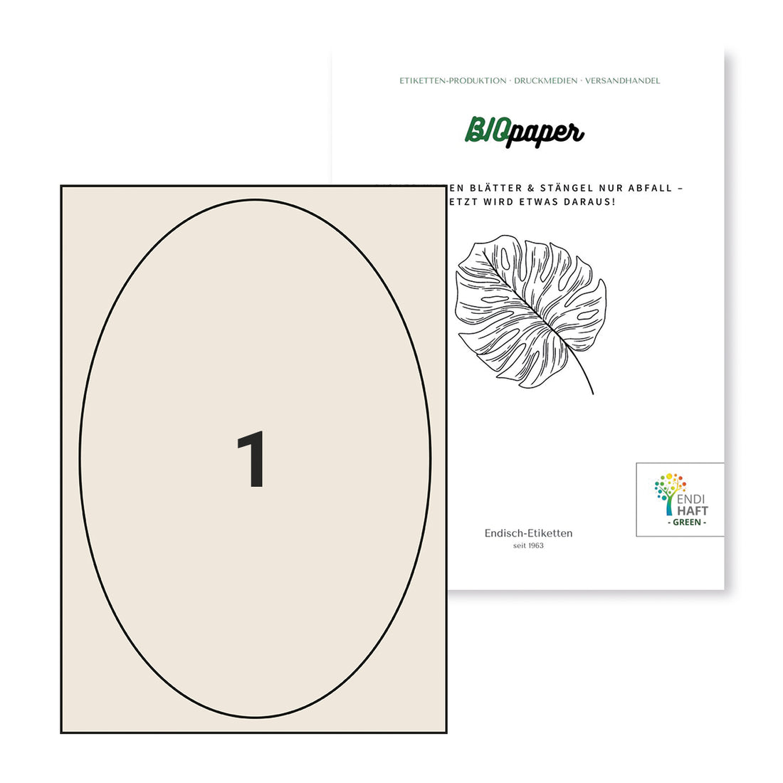 BIOpaper Natural, oval 190x280 mm auf DIN A4 Bögen