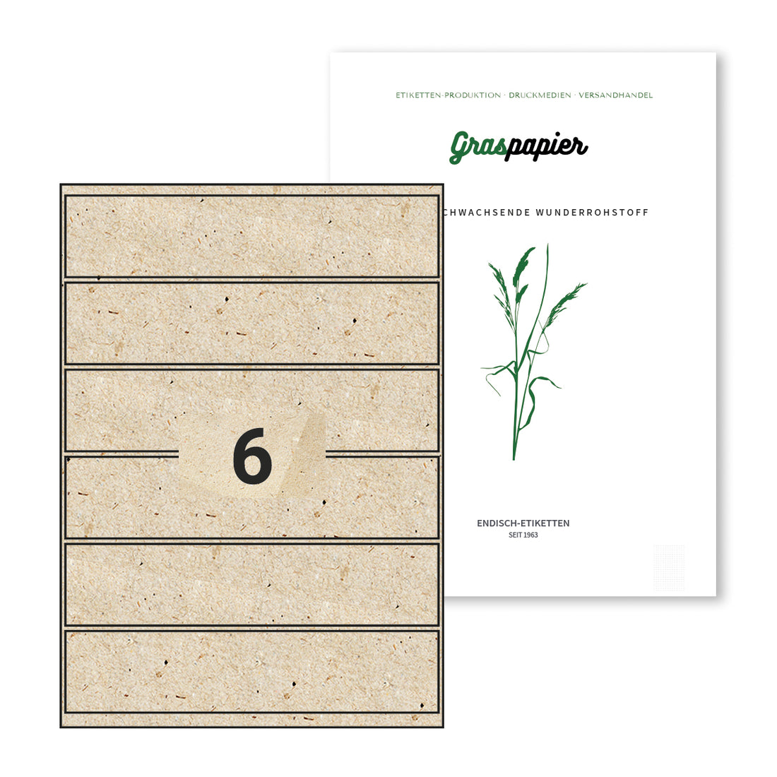 ENDI-HAFT Graspapier Etiketten, 205x45 mm auf DIN A4 Bögen