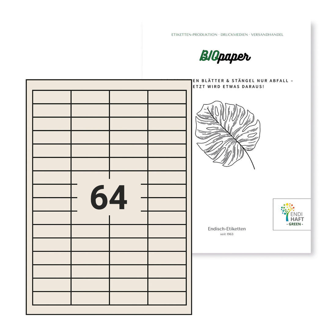 BIOpaper Natural, 48,5x16,9 mm auf DIN A4 Bögen