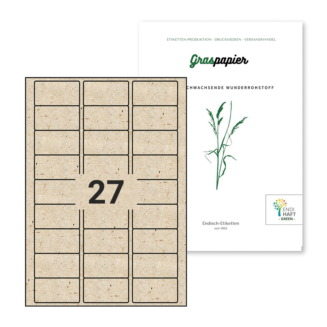 ENDI-HAFT Graspapier Etiketten, 59x32 mm auf DIN A4 Bögen