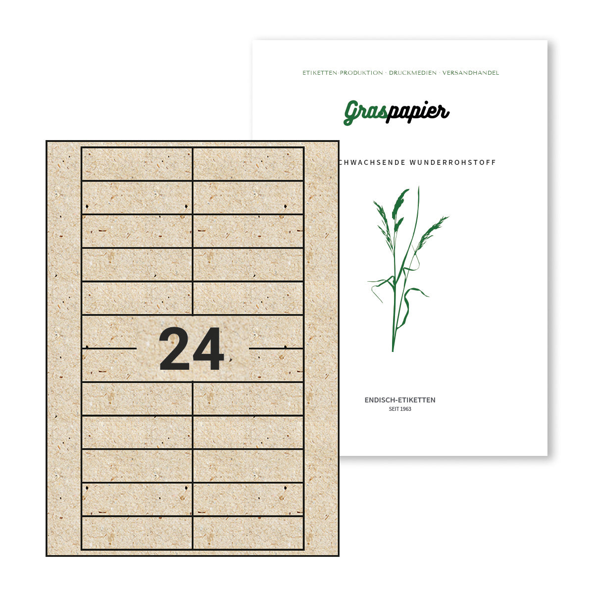 ENDI-HAFT Graspapier Etiketten, 80x24 mm auf DIN A4 Bögen