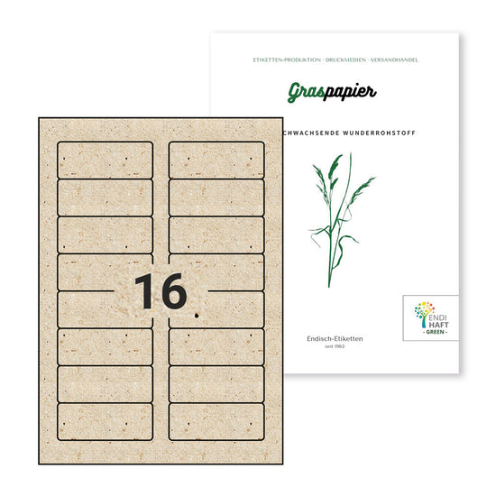 ENDI-HAFT Graspapier Etiketten, 82x32 mm auf DIN A4 Bögen