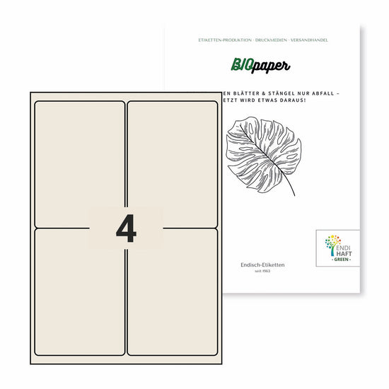 BIOpaper Natural, 99,1x139 mm auf DIN A4 Bögen