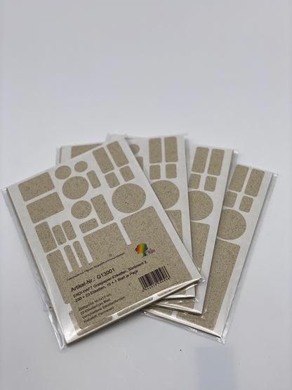 ENDI-HAFT Graspapier Etiketten, „Sortiment 2“ auf 165x120 mm Bögen