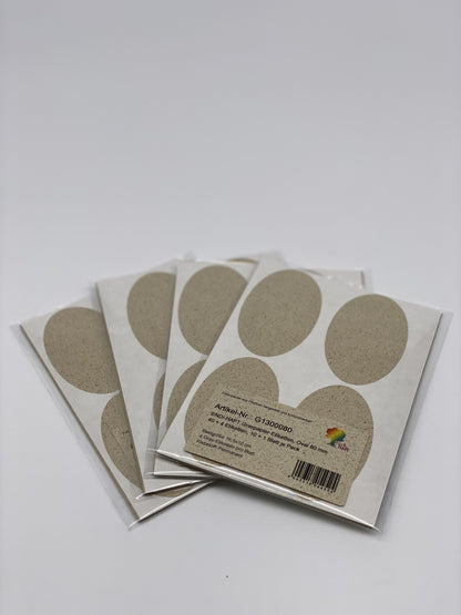 ENDI-HAFT Graspapier-Etiketten, Oval 80x47 mm auf 165x120 mm Bögen