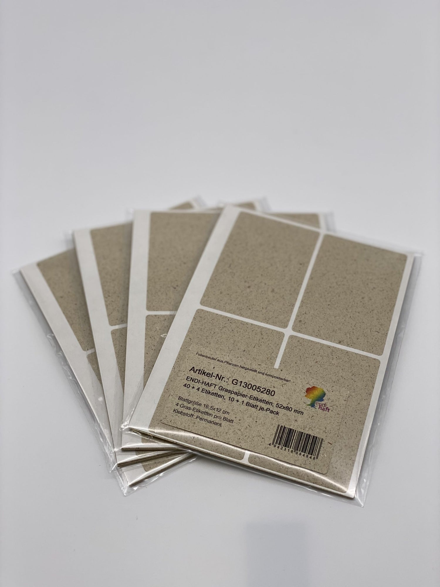 ENDI-HAFT Graspapier Etiketten, 52x80 mm auf 165x120 mm Bögen